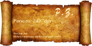 Penczu Zádor névjegykártya